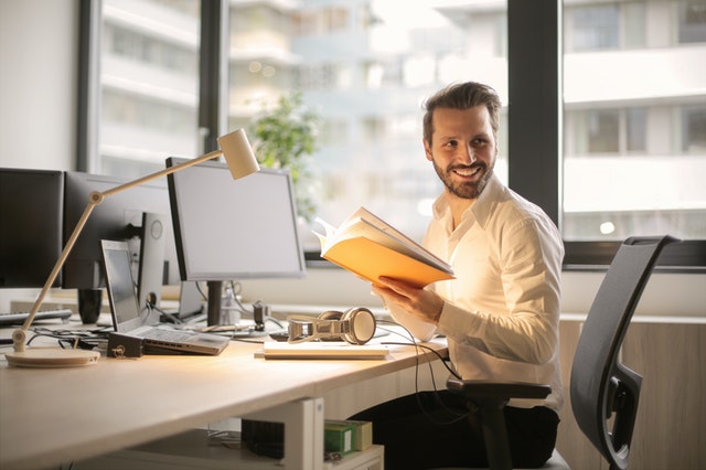 smiling businessman in office